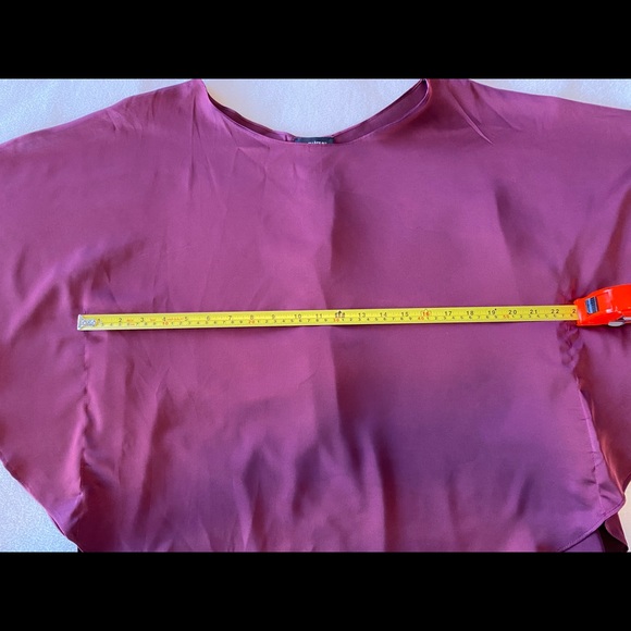 Satin-Feel Cape Sleeve Blouse - Picture 8 of 8